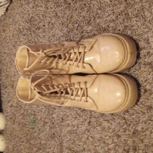 Beige Crocodile skin boots